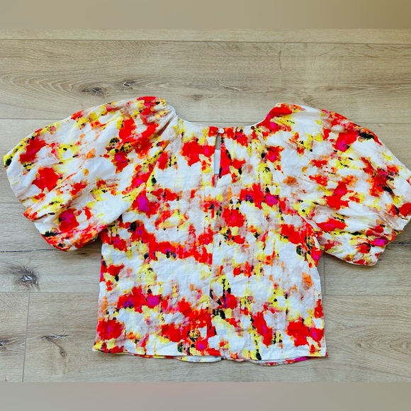 Dkny Puff Sleeve linen Blouse M - Picture 3 of 10